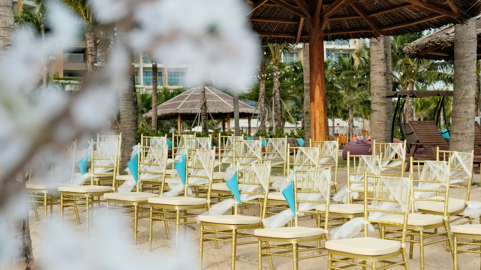wedding set up by the sea